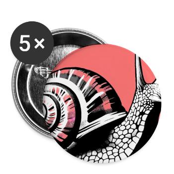 Schnecke - Buttons groß 56 mm (5er Pack) - Weiß - Vorne