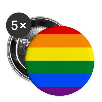 Gay pride flag CSD Rainbow Regenbogen LGBT - Buttons groß 56 mm (5er Pack) - Weiß - Vorne