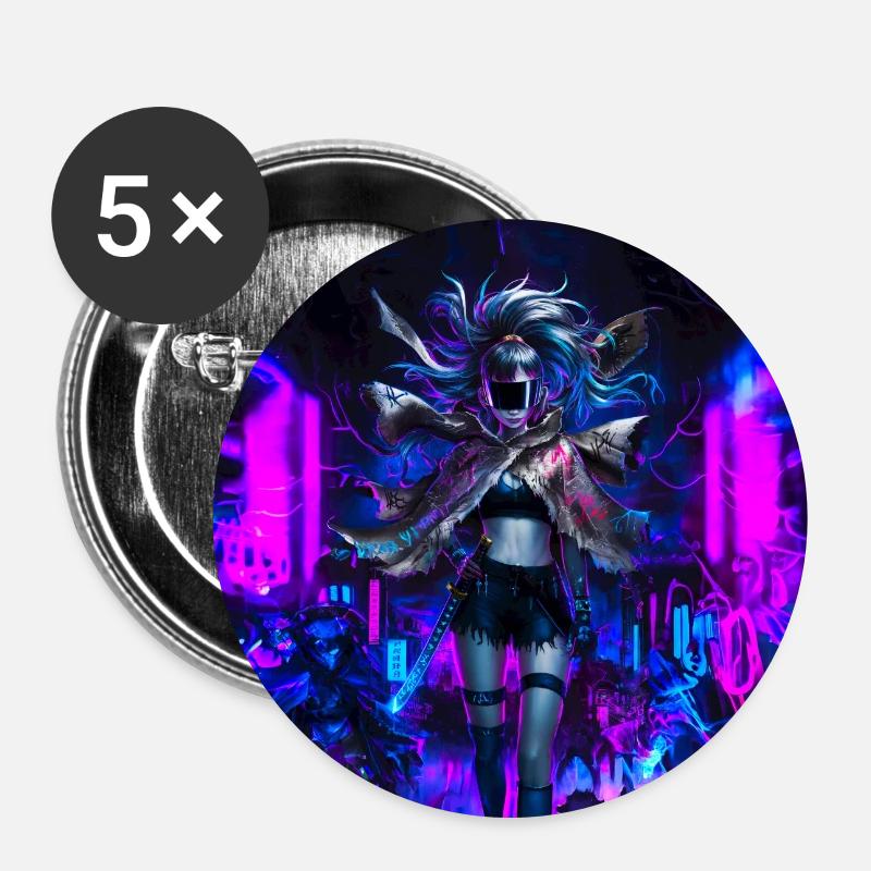 graffiti punk anime - Buttons large 2.2''/56 mm (5-pack) - white