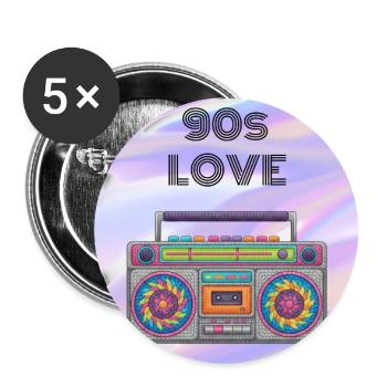 90s Love Boombox - Buttons large 2.2''/56 mm (5-pack) - white - Front