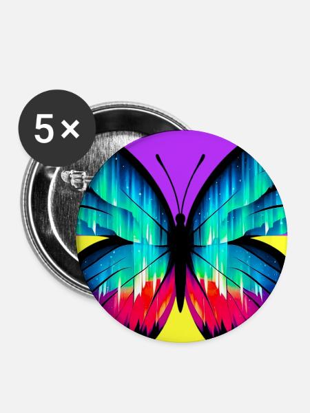 Schmetterling - Buttons groß 56 mm (5er Pack) - Weiß