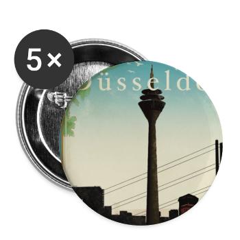 Düsseldorf Travel retro Reiseposter - Buttons groß 56 mm (5er Pack) - Weiß - Vorne