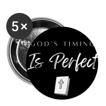Le timing de Dieu est parfait - Lot de 5 grands badges (56 mm) - blanc - Devant