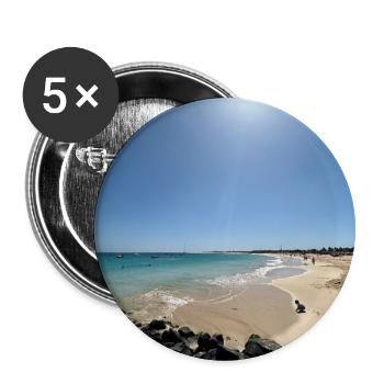 Strand in der Sonne: Blau und Sand - Buttons groß 56 mm (5er Pack) - Weiß - Vorne