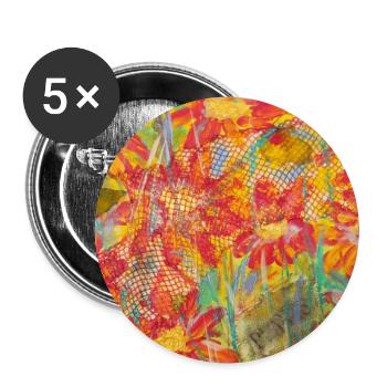 Lebendige Blumenwiese im Impressionstil - Buttons groß 56 mm (5er Pack) - Weiß - Vorne