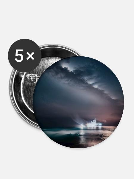 Shiff bei Nacht - Buttons groß 56 mm (5er Pack) - Weiß
