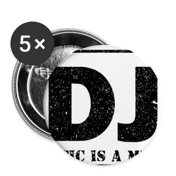 DJ Logo mit Schriftzug und Textur - Buttons groß 56 mm (5er Pack) - Weiß - Vorne