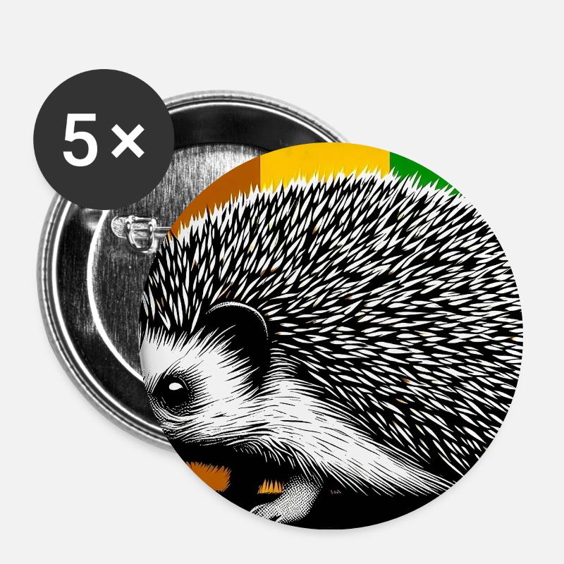 Igel - Buttons groß 56 mm (5er Pack) - Weiß