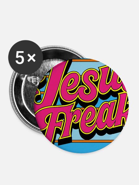 Lebendige Jesus-Freak-Illustration - Buttons groß 56 mm (5er Pack) - Weiß