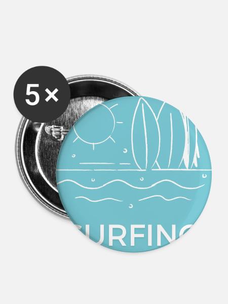 Surfen am Strand Sonnensommer - Buttons groß 56 mm (5er Pack) - Weiß