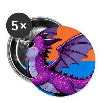 Drache - Buttons groß 56 mm (5er Pack) - Weiß - Vorne