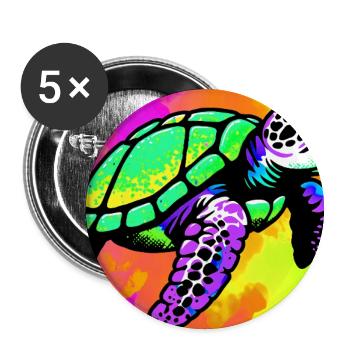 tortue - Lot de 5 grands badges (56 mm) - blanc - Devant