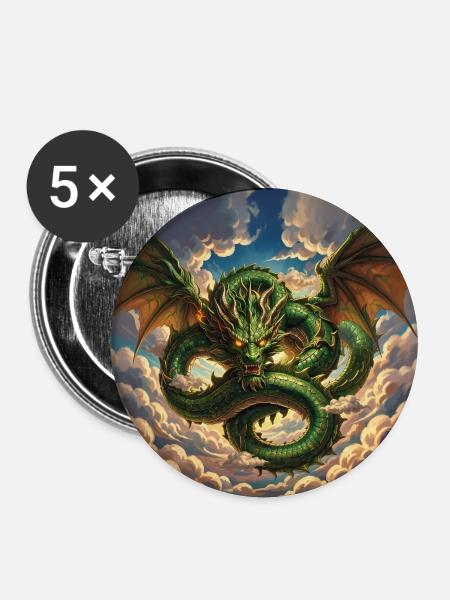 Drachensturm über Wolken - Buttons groß 56 mm (5er Pack) - Weiß