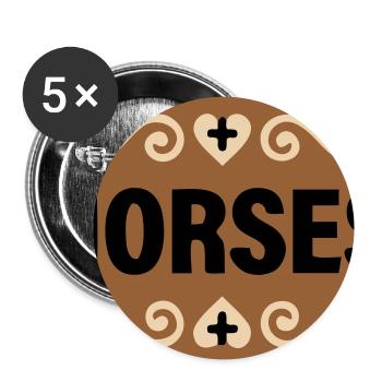 Horses Lettering Retro Riding - Buttons large 2.2''/56 mm (5-pack) - white - Front