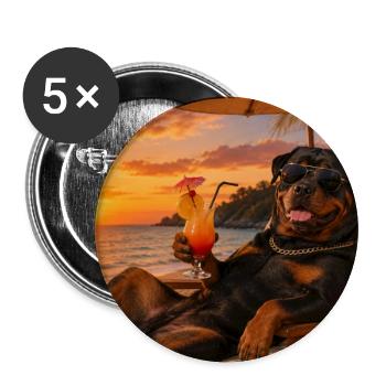 Entspannter Rottweiler am Strand - Buttons groß 56 mm (5er Pack) - Weiß - Vorne