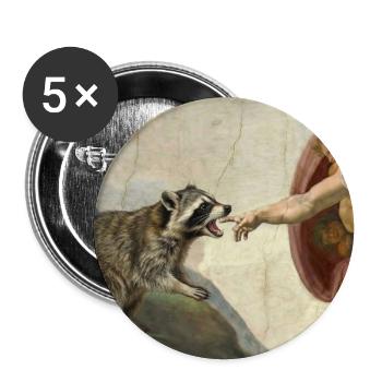 raccoon beating god's hand raccoon meme - Buttons large 2.2''/56 mm (5-pack) - white - Front