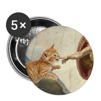 Katze Schlägt Gottes Hand Lustiges Katzen meme - Buttons groß 56 mm (5er Pack) - Weiß - Vorne