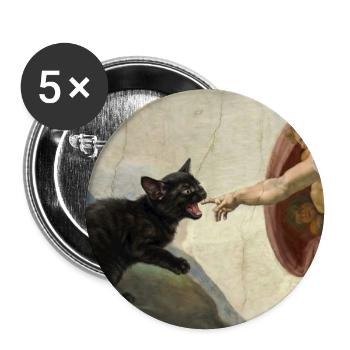 Cat Slaps God's Hand Funny Cats Meme - Buttons large 2.2''/56 mm (5-pack) - white - Front