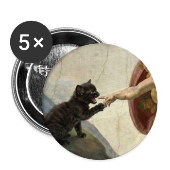 Cat Slaps God's Hand Funny Cats Meme - Buttons large 2.2''/56 mm (5-pack) - white - Front