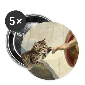 Katze Schlägt Gottes Hand Lustiges Katzen meme - Buttons groß 56 mm (5er Pack) - Weiß - Vorne