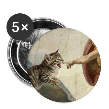 Cat Slaps God's Hand Funny Cats Meme - Buttons large 2.2''/56 mm (5-pack) - white - Front