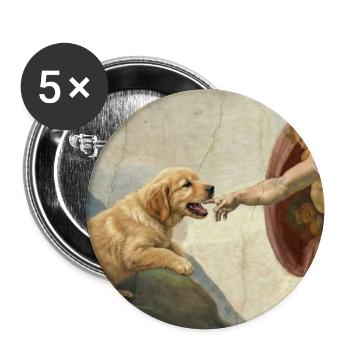 Mème chien God Hand Golden Retriever - Lot de 5 grands badges (56 mm) - blanc - Devant