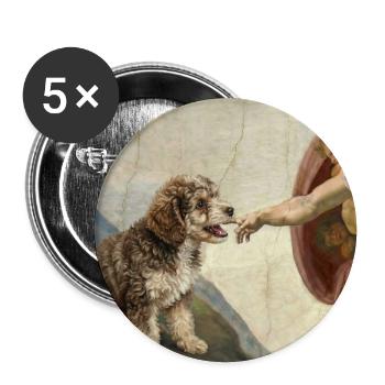 Mème Caniche Main, Chien Dieu - Lot de 5 grands badges (56 mm) - blanc - Devant