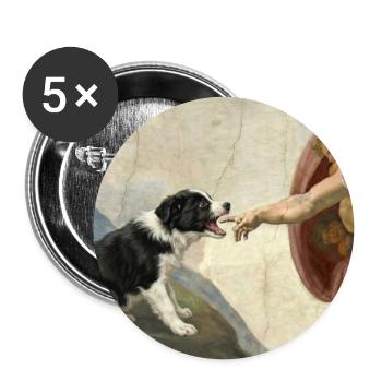 Dog God Hand Border Collie Dog Meme - Buttons large 2.2''/56 mm (5-pack) - white - Front