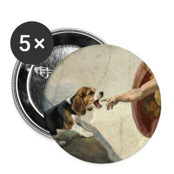 Mème du chien God Hand Beagle Dog - Lot de 5 grands badges (56 mm) - blanc - Devant