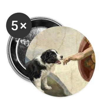 Dog God Hand Border Collie Dog Meme - Buttons large 2.2''/56 mm (5-pack) - white - Front