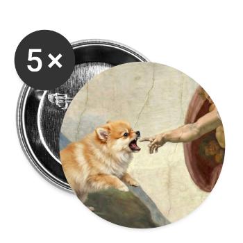Dog God Hand Pomeranian Dog meme - Buttons large 2.2''/56 mm (5-pack) - white - Front