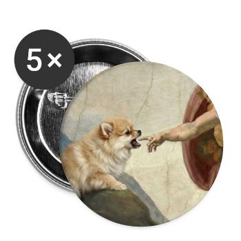 Mème du chien God God Hand Pomeranian Dog - Lot de 5 grands badges (56 mm) - blanc - Devant