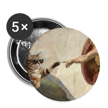 Cat Slaps God's Hand Funny Cats Meme - Buttons large 2.2''/56 mm (5-pack) - white - Front