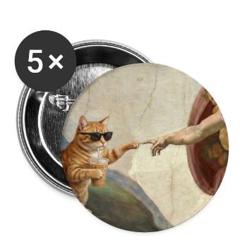 Chat gifle la main de Dieu Mème des chats drôles - Lot de 5 grands badges (56 mm) - blanc - Devant
