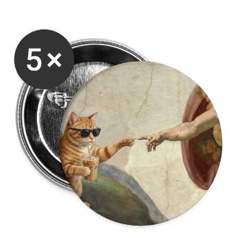 Chat gifle la main de Dieu Mème des chats drôles - Lot de 5 grands badges (56 mm) - blanc - Devant