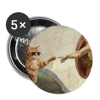 Chat gifle la main de Dieu Mème des chats drôles - Lot de 5 grands badges (56 mm) - blanc - Devant