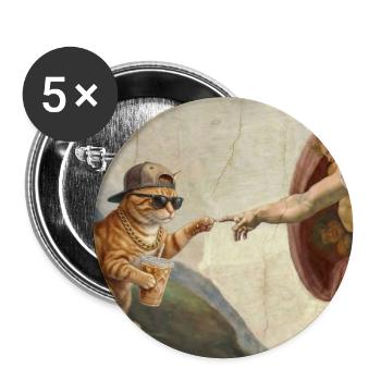 Chat gifle la main de Dieu Mème des chats drôles - Lot de 5 grands badges (56 mm) - blanc - Devant