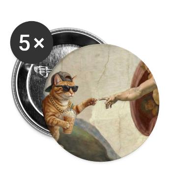 Chat gifle la main de Dieu Mème des chats drôles - Lot de 5 grands badges (56 mm) - blanc - Devant