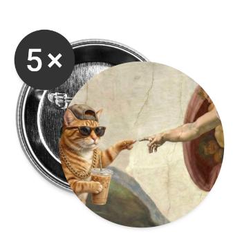 Katze Schlägt Gottes Hand Lustiges Katzen meme - Buttons groß 56 mm (5er Pack) - Weiß - Vorne
