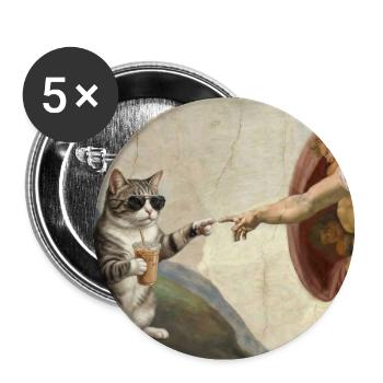 Chat gifle la main de Dieu Mème des chats drôles - Lot de 5 grands badges (56 mm) - blanc - Devant