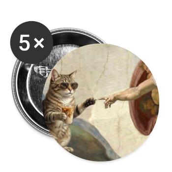 Katze Schlägt Gottes Hand Lustiges Katzen meme - Buttons groß 56 mm (5er Pack) - Weiß - Vorne