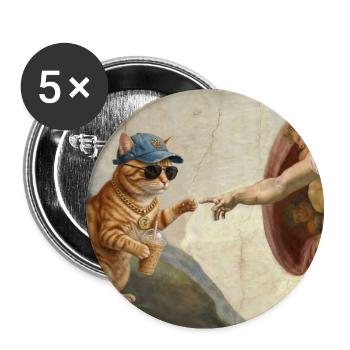 Chat gifle la main de Dieu Mème des chats drôles - Lot de 5 grands badges (56 mm) - blanc - Devant