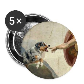 Dog God Hand Australian Shepherd Dog Meme - Buttons large 2.2''/56 mm (5-pack) - white - Front