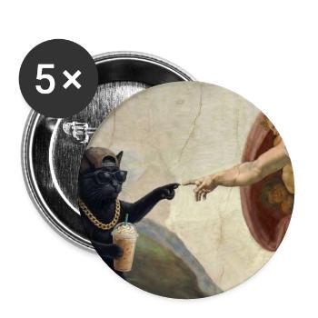 Chat gifle la main de Dieu Mème des chats drôles - Lot de 5 grands badges (56 mm) - blanc - Devant