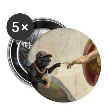 Chat gifle la main de Dieu Mème des chats drôles - Lot de 5 grands badges (56 mm) - blanc - Devant