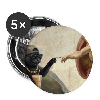 Chat gifle la main de Dieu Mème des chats drôles - Lot de 5 grands badges (56 mm) - blanc - Devant