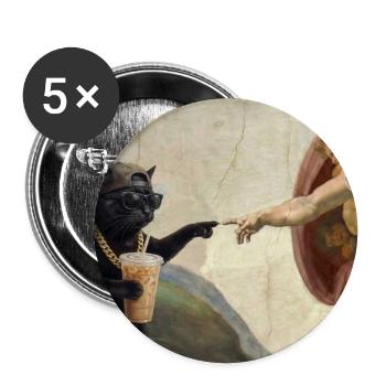 Chat gifle la main de Dieu Mème des chats drôles - Lot de 5 grands badges (56 mm) - blanc - Devant