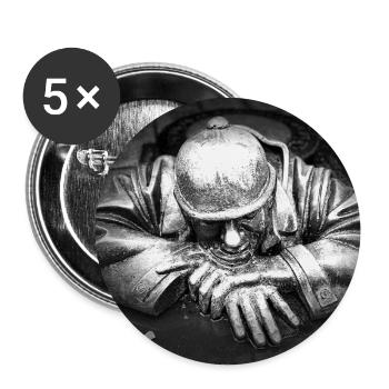 A silent soldier on a wet street - Buttons large 2.2''/56 mm (5-pack) - white - Front