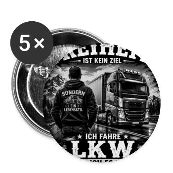 Freiheit auf Rädern: LKW-Liebe - Buttons groß 56 mm (5er Pack) - Weiß - Vorne