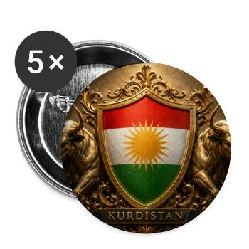 Kurdistan-Schildemblem mit Stieren - Buttons groß 56 mm (5er Pack) - Weiß - Vorne